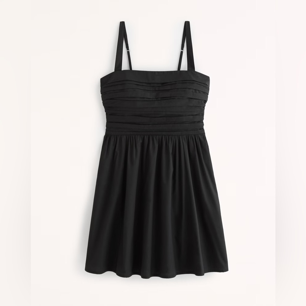 Abercrombie Emerson Poplin Wide Strap Mini Dress M Black NWT
